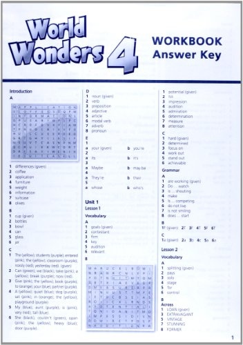 WORLD WONDERS 4 WORKBOOK WITH KEY National Geographic learning