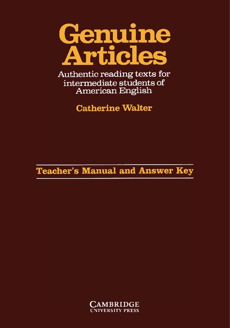 Genuine Articles Teacher´s Manual and Answer Key Cambridge University Press
