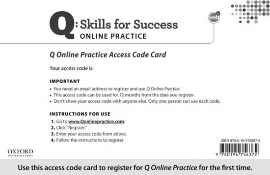 Q: Skills for Success Online Practice Student Access Code Card