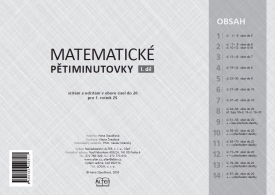 MATEMATICKÉ PĚTIMINUTOVKY - I. díl
