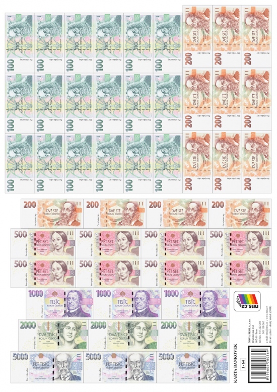 Karta bankovek (Kč) (1-64) NOVÁ ŠKOLA, s.r.o