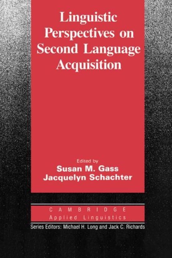 Linguistic Perspectives on Second Language Acquisition PB Cambridge University Press