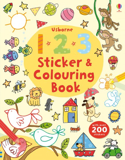 123 sticker and colouring book Usborne Publishing