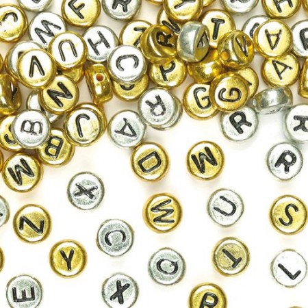 Zlaté a stříbrné korálky abeceda (400 korálků) Baker Ross