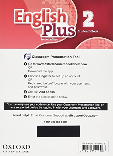 English Plus Second Edition 2 Classroom Presentation Tool Student´s eBook Pack (Access Code Card) Oxford University Press