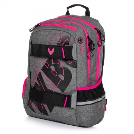 Studentský batoh OXY Sport GREY LINE pink KARTONPP