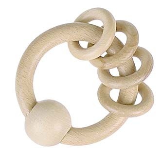 Dřevěný kroužek s kroužky, přírodní Montessori