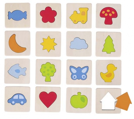Hmatová hra - poznej tvar v rámečku Montessori