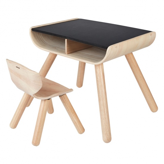 Dětský stolek se židlí - černý Montessori