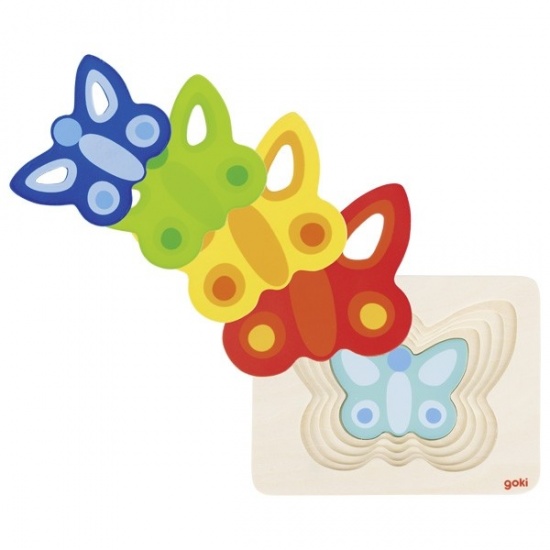 Vrstvené puzzle - motýli II Montessori