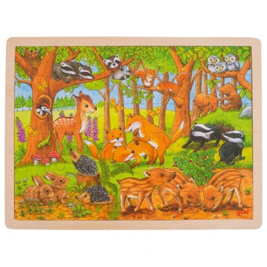 Puzzle - mláďata v lese Montessori