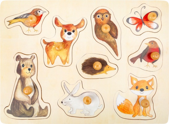 Dřevěné puzzle - lesní zvířata Montessori