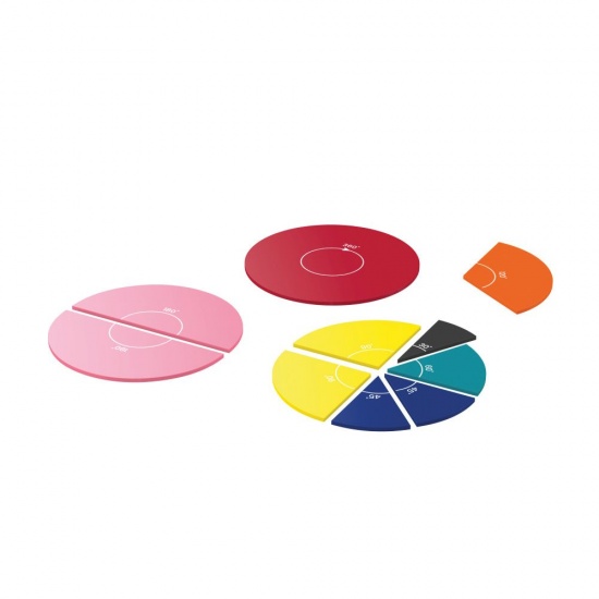 Barevné kruhy s úhly (set 6 ks) Montessori