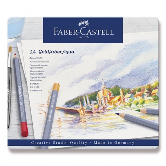 Pastelky Faber Castell Goldfaber Aqua plech. krabička 24ks Faber-Castell