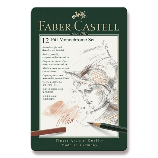 Graf. tužky Faber Castell Pitt Monochrome sada plech. 12ks Faber-Castell
