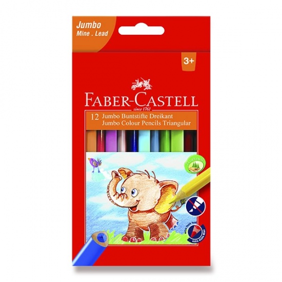 Pastelky Faber Castell Extra Jumbo trojhranné pap.krab.12ks Faber-Castell
