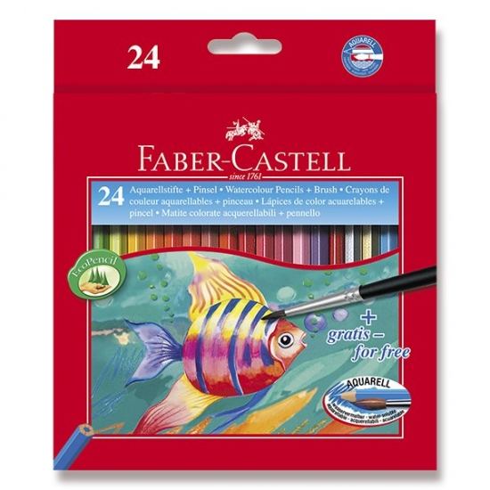 Pastelky Faber Castell Akvarelové pap.krabička 24ks+štěteček Faber-Castell