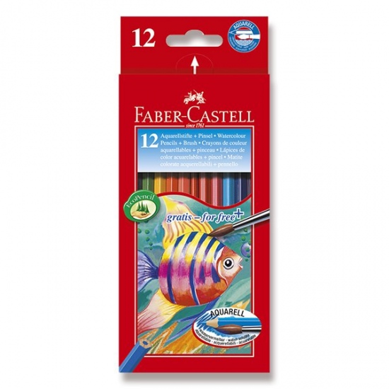 Pastelky Faber Castell Akvarelové pap.krabička 12ks+štěteček Faber-Castell