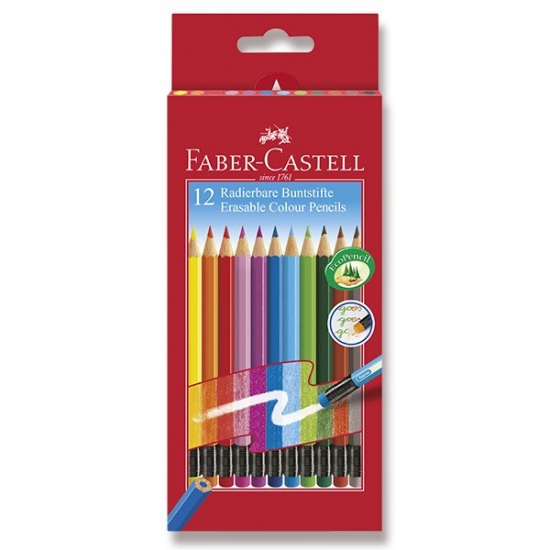 Pastelky Faber Castell šestihranná s barevnou pryží 12ks Faber-Castell