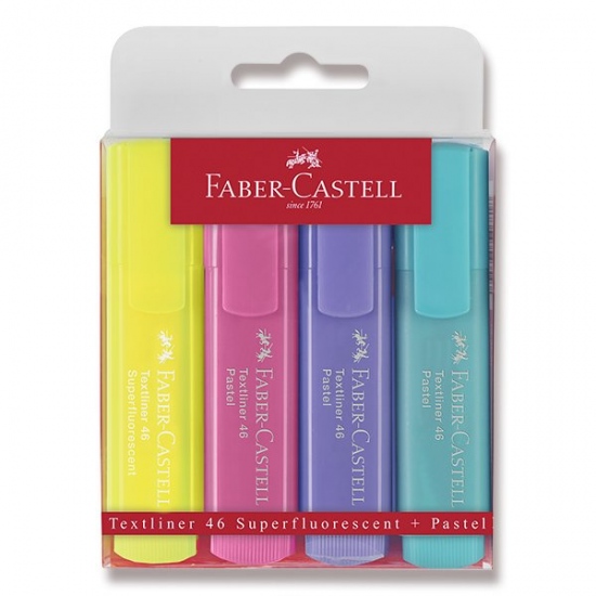 Zvýrazňovač Faber Castell Textliner 1546 pastel. sada 4ks Faber-Castell