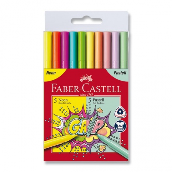 Fixy Faber -Castell Grip Sada Neon a Pastel 10 ks Faber-Castell