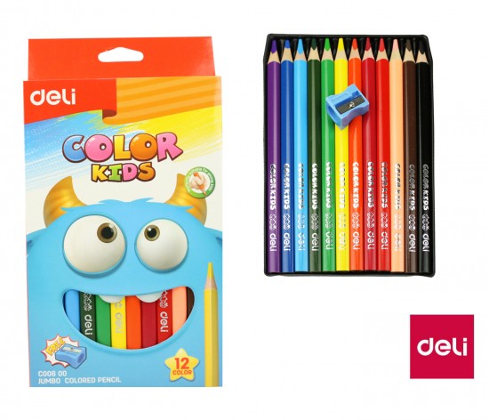 Pastelky DELI trojhranné JUMBO 12 barev Color Kids EC00600 DELI