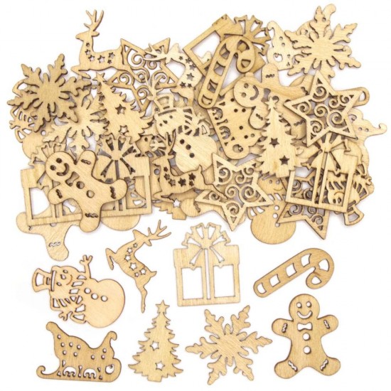 Dřevěné vánoční mini dekorace (45ks) AV678 Baker Ross