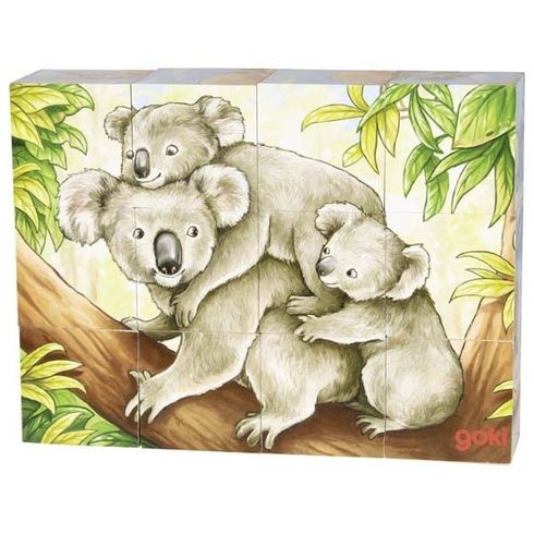 Puzzle - Kostky zvířata Austrálie, 12 ks Montessori