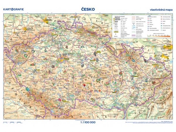 Česko – příruční vlastivědná mapa, 46 x 32 cm Kartografie
