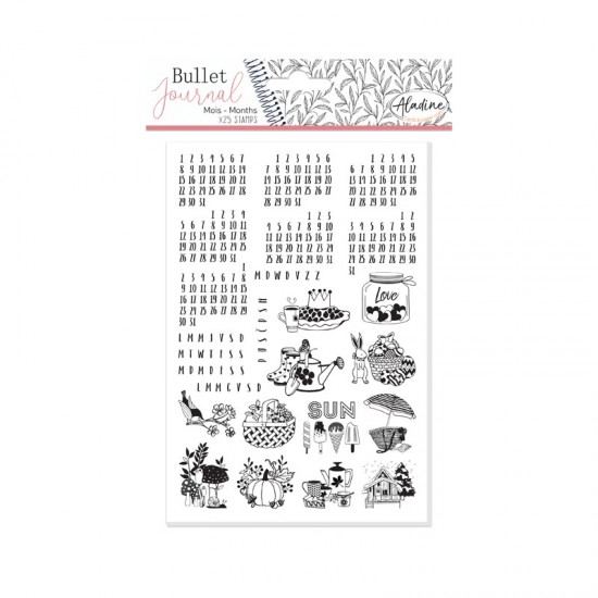 Diářová razítka Aladine Stampo BULLET JOURNAL 25 ks - Kalendárium Aladine