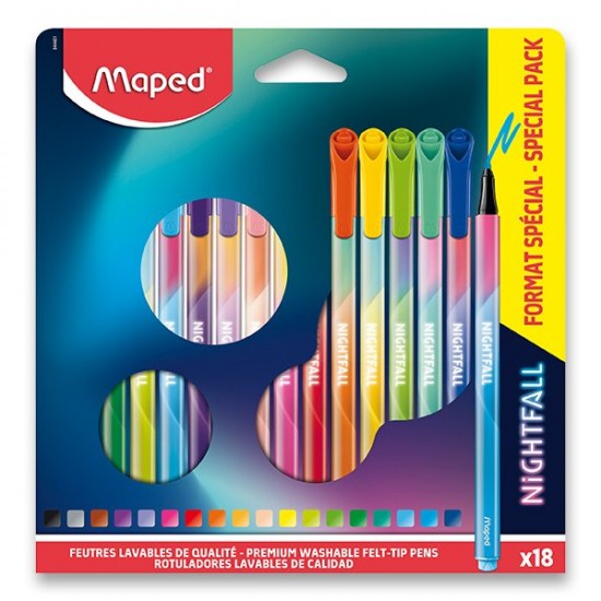 Dětské Fixy Maped Color`Peps Deco Nightfall - 18 barev Maped