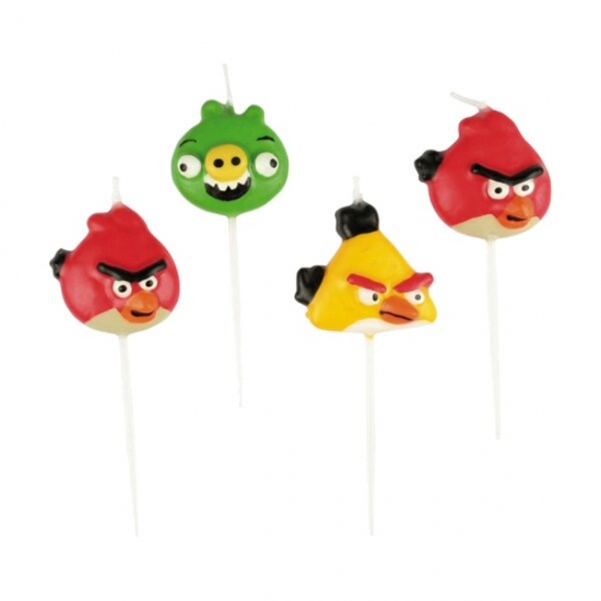 Dortové svíčky Angry Birds, mix motivů 4 ks AMSCAN