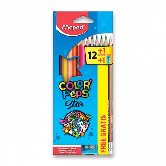 Pastelky Maped Color'Peps 12 barev + ořezávátko a grafitová tužka Maped