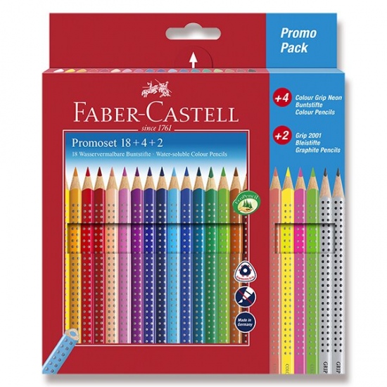 Pastelky Faber-Castell Grip 2001 18 barev + 4 barvy + 2 grafitové tužky Faber-Castell