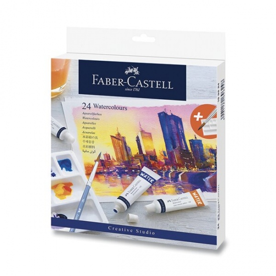 Akvarelové barvy Faber-Castell 24 barev, tuba 9 ml Faber-Castell