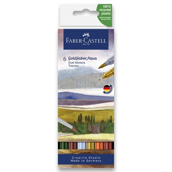 Popisovač Faber-Castell Goldfaber Aqua Dual Marker Tuscany sada, 6 barev Faber-Castell