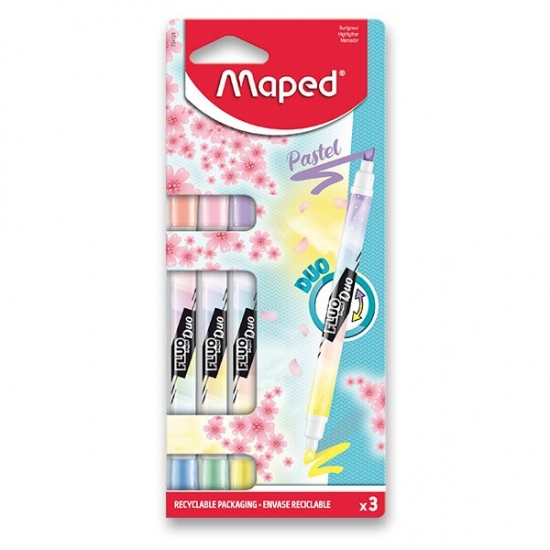 Zvýrazňovač Maped Fluo Peps Duo Pastel sada, 3 ks Maped