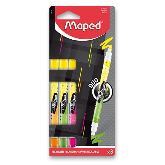 Zvýrazňovač Maped Fluo Peps Duo Neon sada, 3 ks Maped