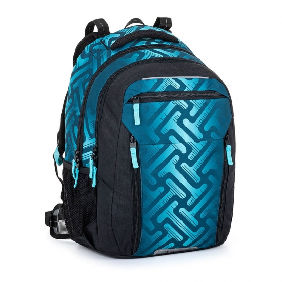 Školní dvoukomorový batoh s vyjímatelným bederním pásem - modrý BagMaster