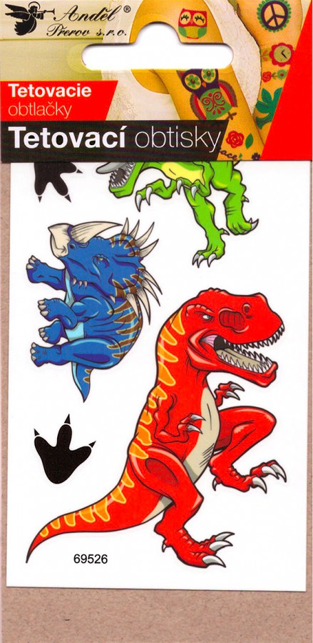Tetovací obtisky 10,5 x 6 cm - velcí dinosauři Anděl Přerov s.r.o.