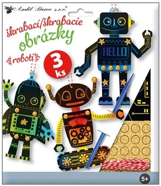 Sada škrabacích obrázků s doplňky 19 x 22 cm - roboti Anděl Přerov s.r.o.