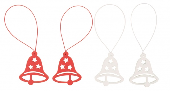 Zvonek dřevěný na zavěšení 4,5 cm, bílý a červený 4 ks Anděl Přerov s.r.o.
