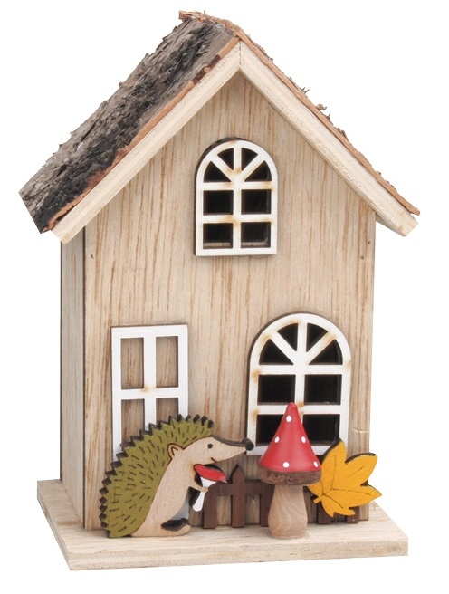 Dřevěný domeček s ježečkem 9 x 7 x 12,5 cm Anděl Přerov s.r.o.