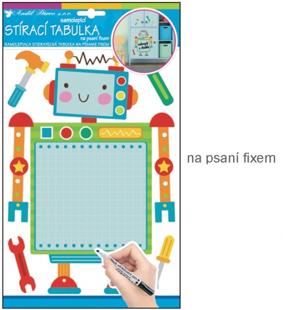 Samolepka tabulka na psaní fixem robot 30x21cm Anděl Přerov s.r.o.