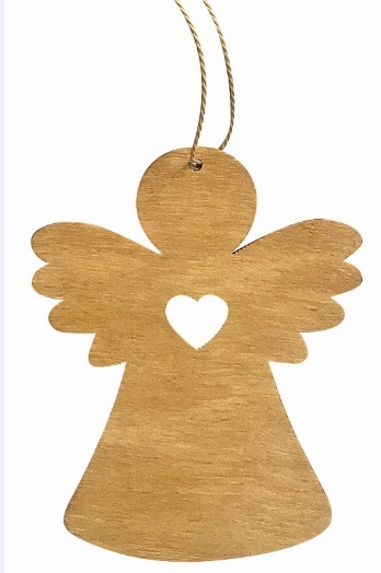 Dřevěný anděl závěsný 8 cm, světle hnědý Anděl Přerov s.r.o.