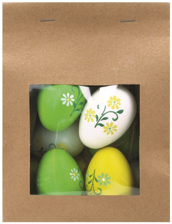 Vajíčka plastová na zavěšení 6 cm, 9 ks v papírovém sáčku Anděl Přerov s.r.o.