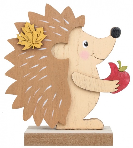 Dřevěná dekorace ježek s nakousnutým jablkem 13 cm Anděl Přerov s.r.o.