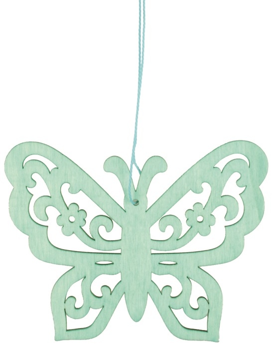 Dřevěný motýl na zavěšení 12 cm, tyrkysový Anděl Přerov s.r.o.