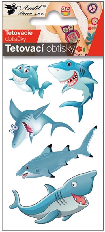 Tetovací obtisky 10,5 x 6 cm - veselí žraloci Anděl Přerov s.r.o.