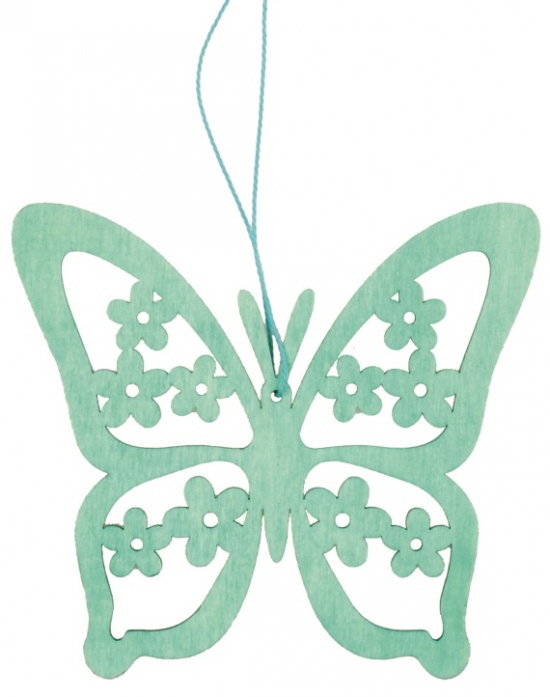 Dřevěný motýl na zavěšení 12 cm, tyrkysový Anděl Přerov s.r.o.